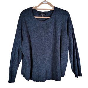 Ellen Tracy Blue Multi Scoop Neck Long Sleeve Sweater Women Size XL